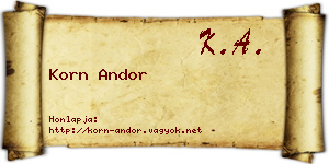 Korn Andor névjegykártya