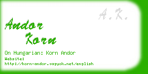 andor korn business card